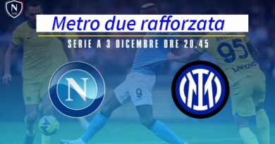 Metro, rafforzata in occasione del dopo partita Napoli-Inter di domenica 3 dicembre.